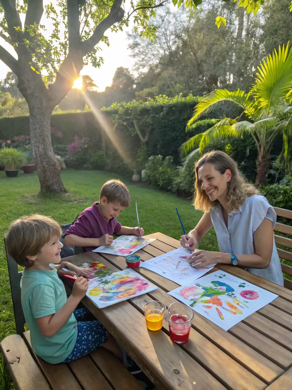 A heartwarming image of a family participating in a CASP family support program, showcasing parents and children engaged in a creative activity, symbolizing the strengthening of family bonds and community support.