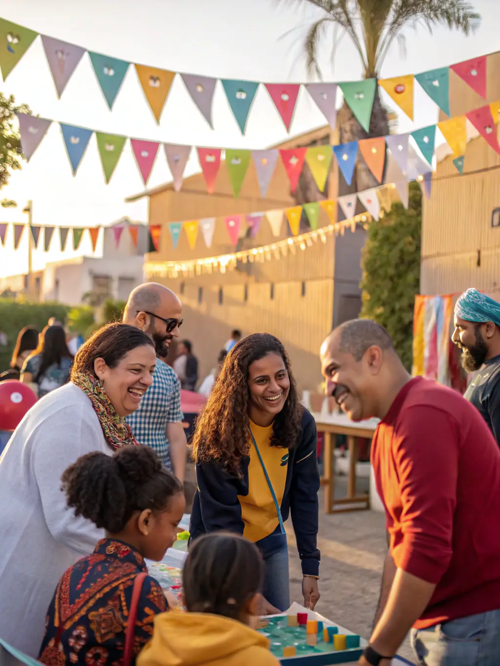 A vibrant image of community members participating in a CASP community engagement activity, showcasing diverse individuals interacting and celebrating together, symbolizing social inclusion and community bonding.